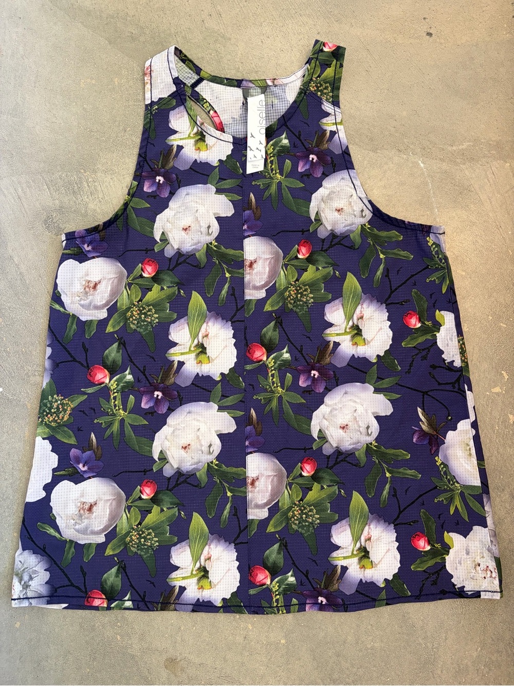 Oiselle Floral Navy Sleeveless Tank Top -